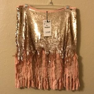 Zara sequins knee length party skirt